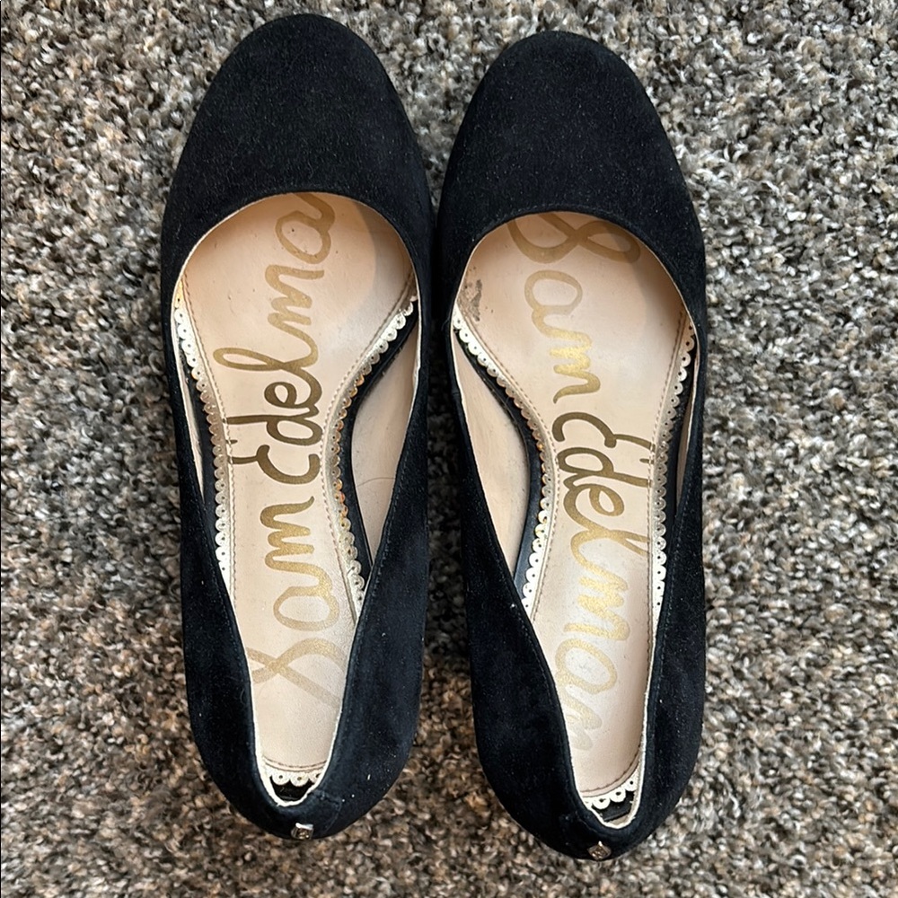 Sam Edelman Black Suede Pump chunky heel and well loved